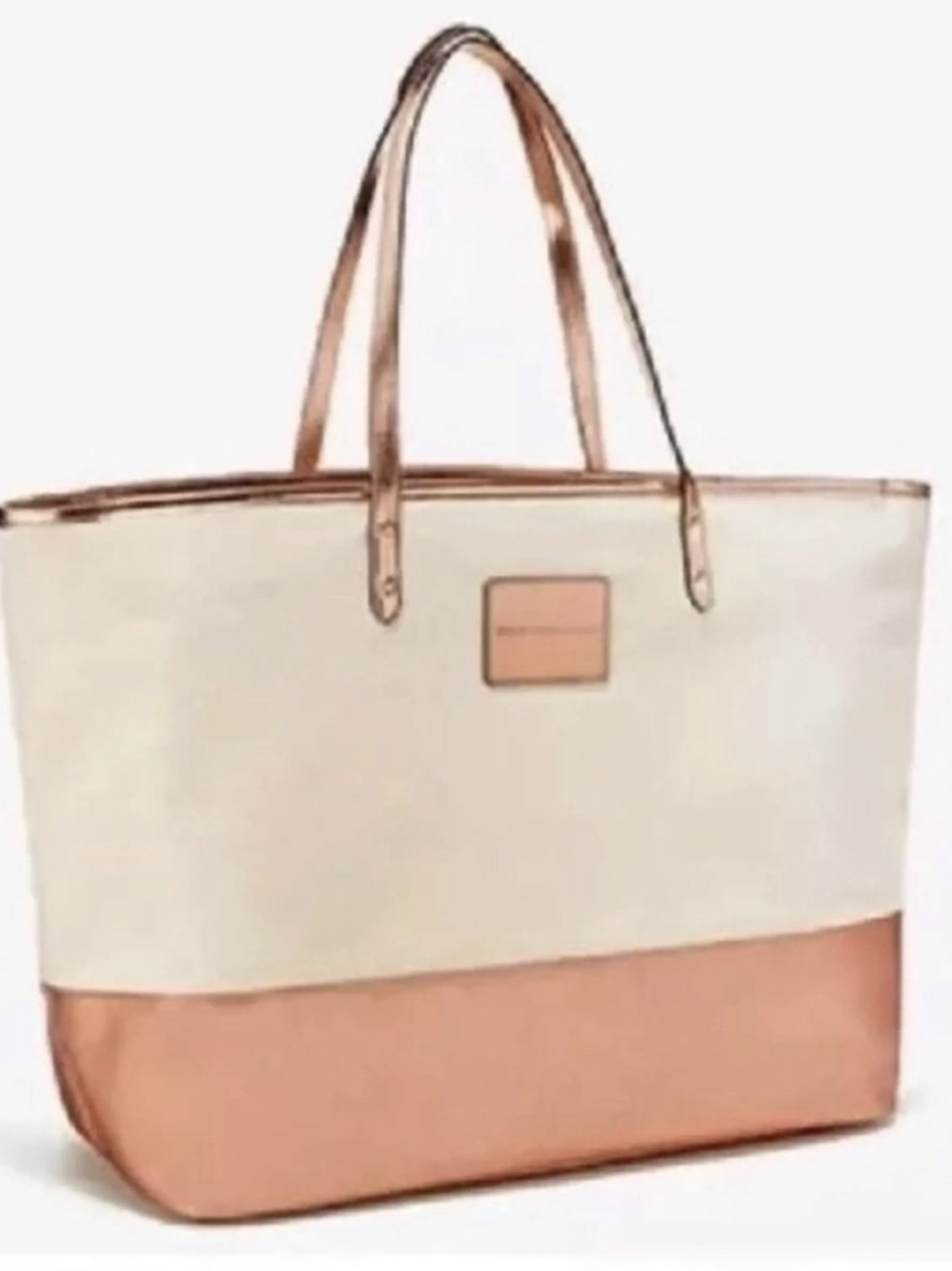 Stylish Two-Tone Cream and Rose Gold Tote Bag